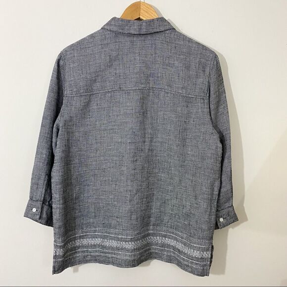 Norton McNaughton Women’s Button Down Linen Gray Top. Size Small. - Picture 2 of 11